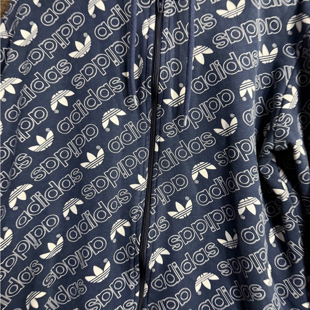 Adidas Women's Navy Blue Full Zip Logo Hoodie - Picture 3 of 7